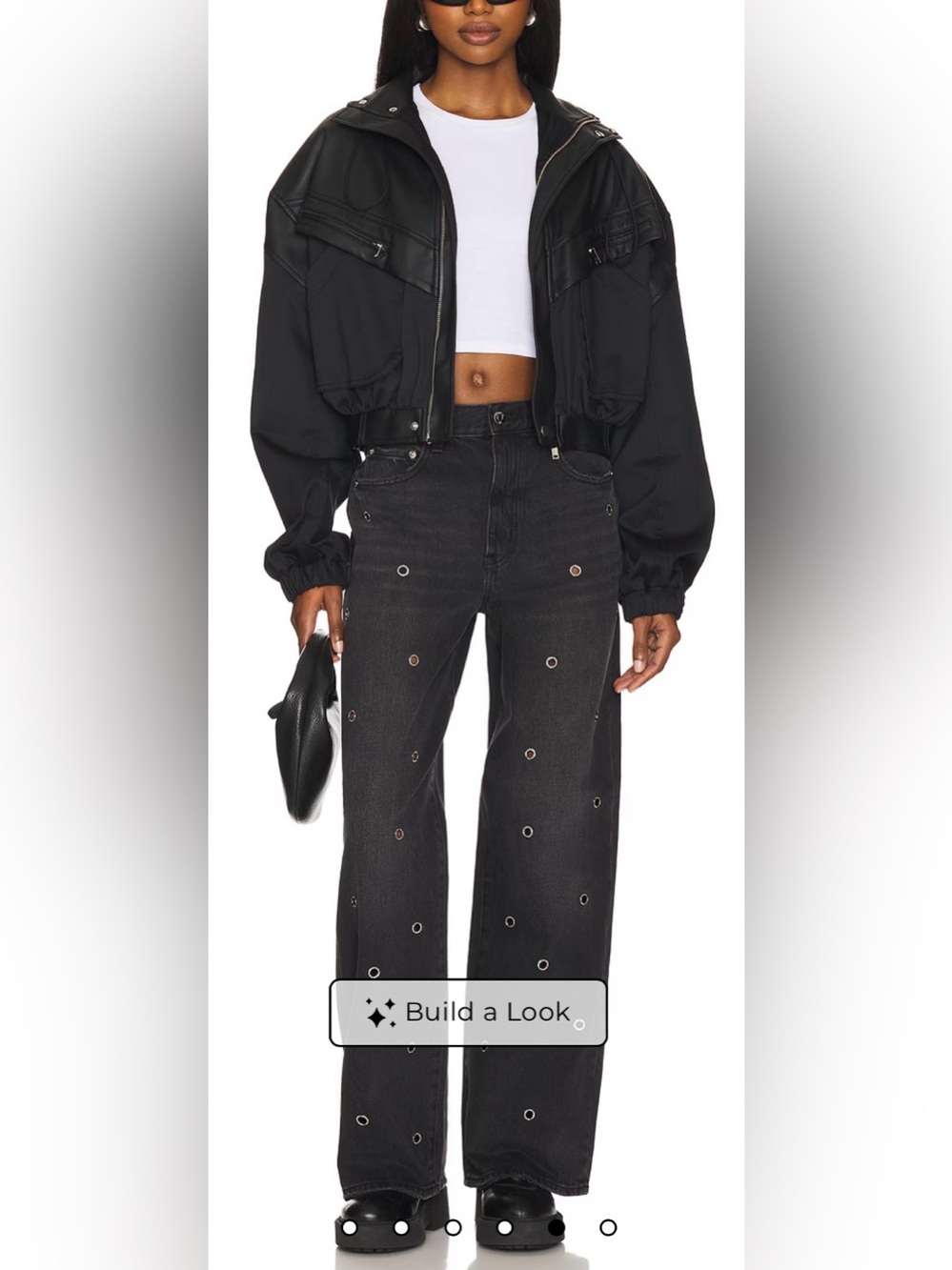 NWT Pistola Hendrix High Rise Wide Leg Jeans Open Rivets - Glamour Black - Sz 32 - Picture 4 of 16